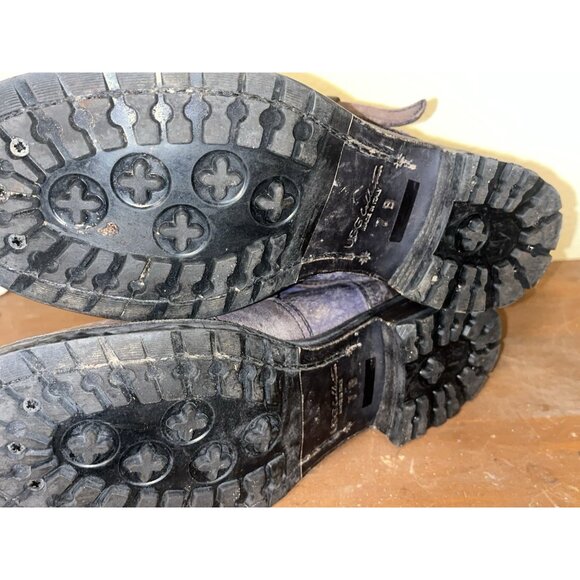 UGG Italy Boots Adela Lamb Fur Shearling Leather Motorcycle Combat 7 B Moto - Picture 10 of 16